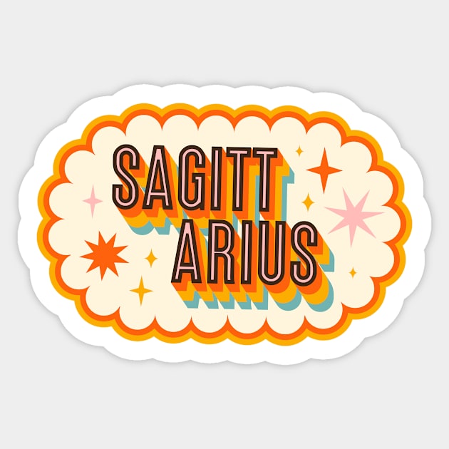 Retro Sagittarius Horoscope Sign // Vintage Sagittarius Zodiac Sign Sticker by SLAG_Creative